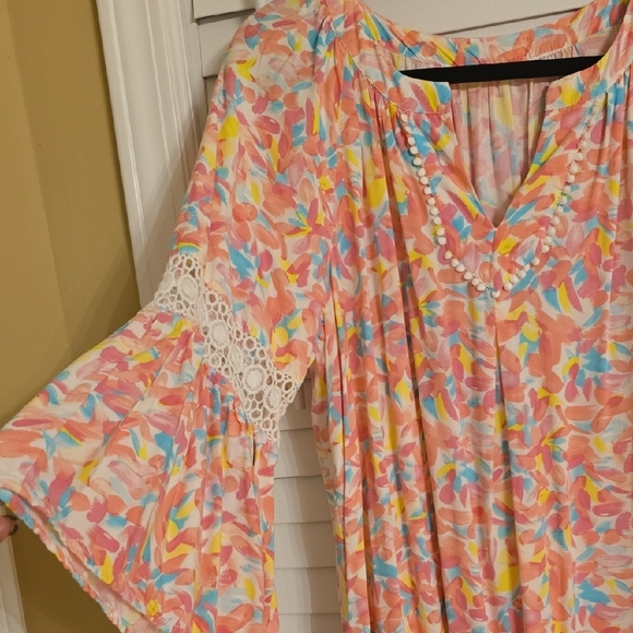 Crown & Ivy Pink and Orange Ruffled Tiered Sundress - Picture 4 of 12